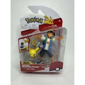 Pokemon Ash Pikachu Deluxe Action Battle Ready Figure 4.5" Jazwares 2022 PKW2473